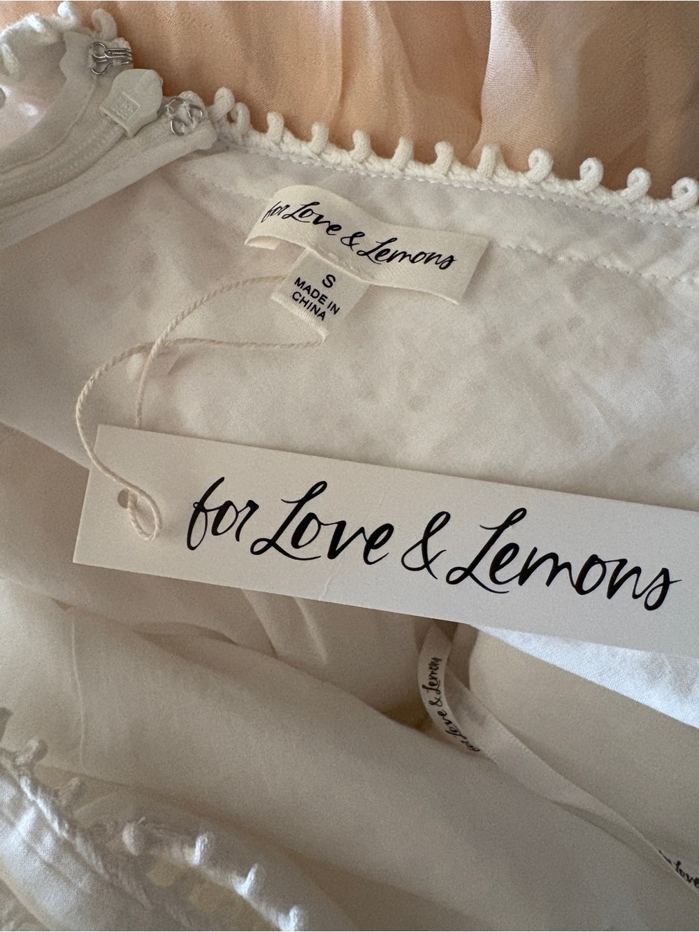 $368 NWT For Love And Lemons “Willa” Eyelet Mini Dress in White Sz Small - Picture 4 of 11